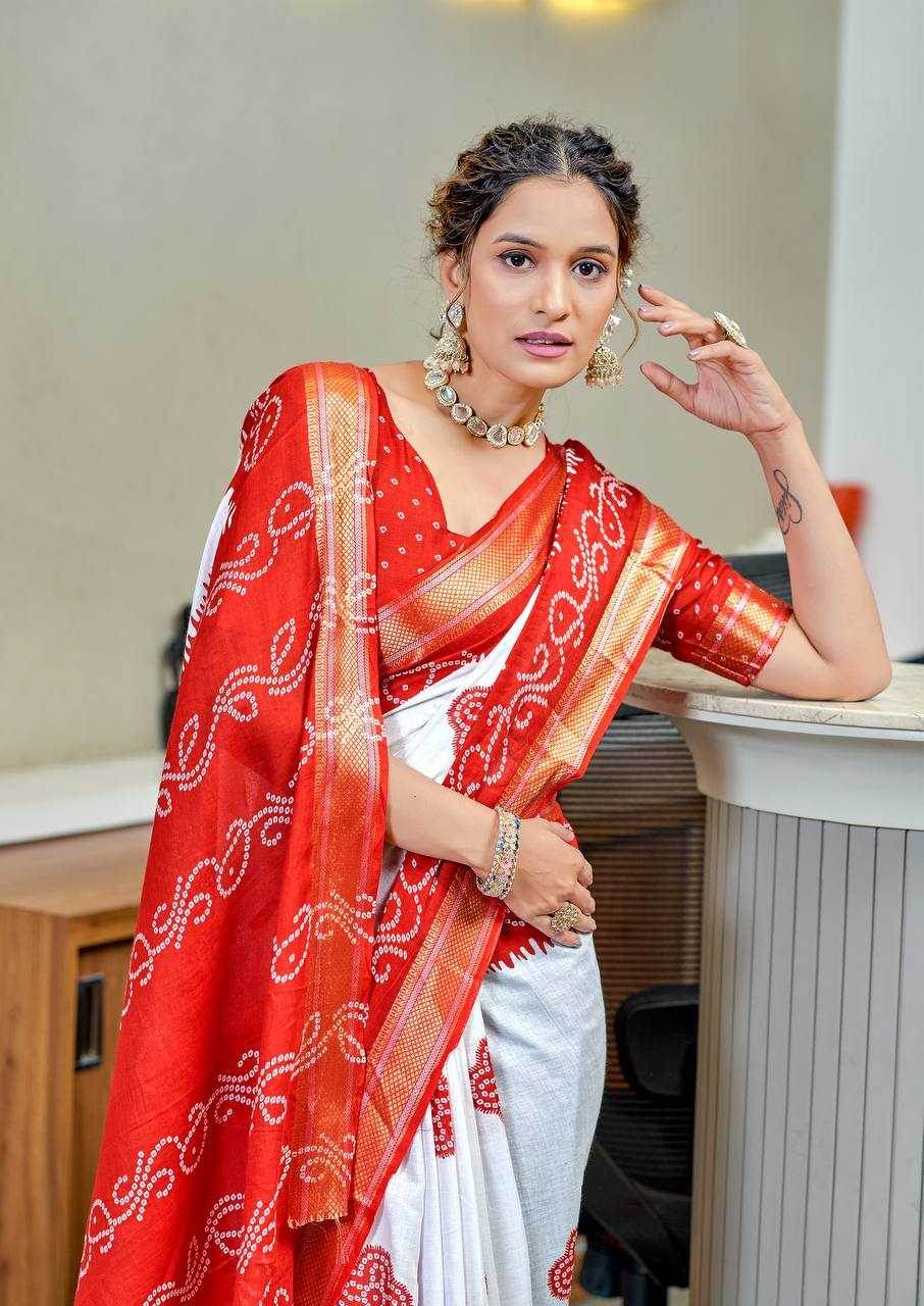 Bandhani Printed Cotton Sarees - MYLUXURY LANE ENTERPRISE